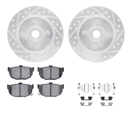 7312-67043, Rotors-Drilled, Slotted-SLV W/3000 Series Ceramic Brake Pads Incl. Hardware, Zinc Coat